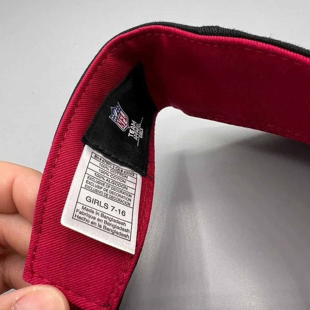 Arizona Cardinals Visor Hat Girl‎ 7-16 Black Red NFL Strap Back Cap New